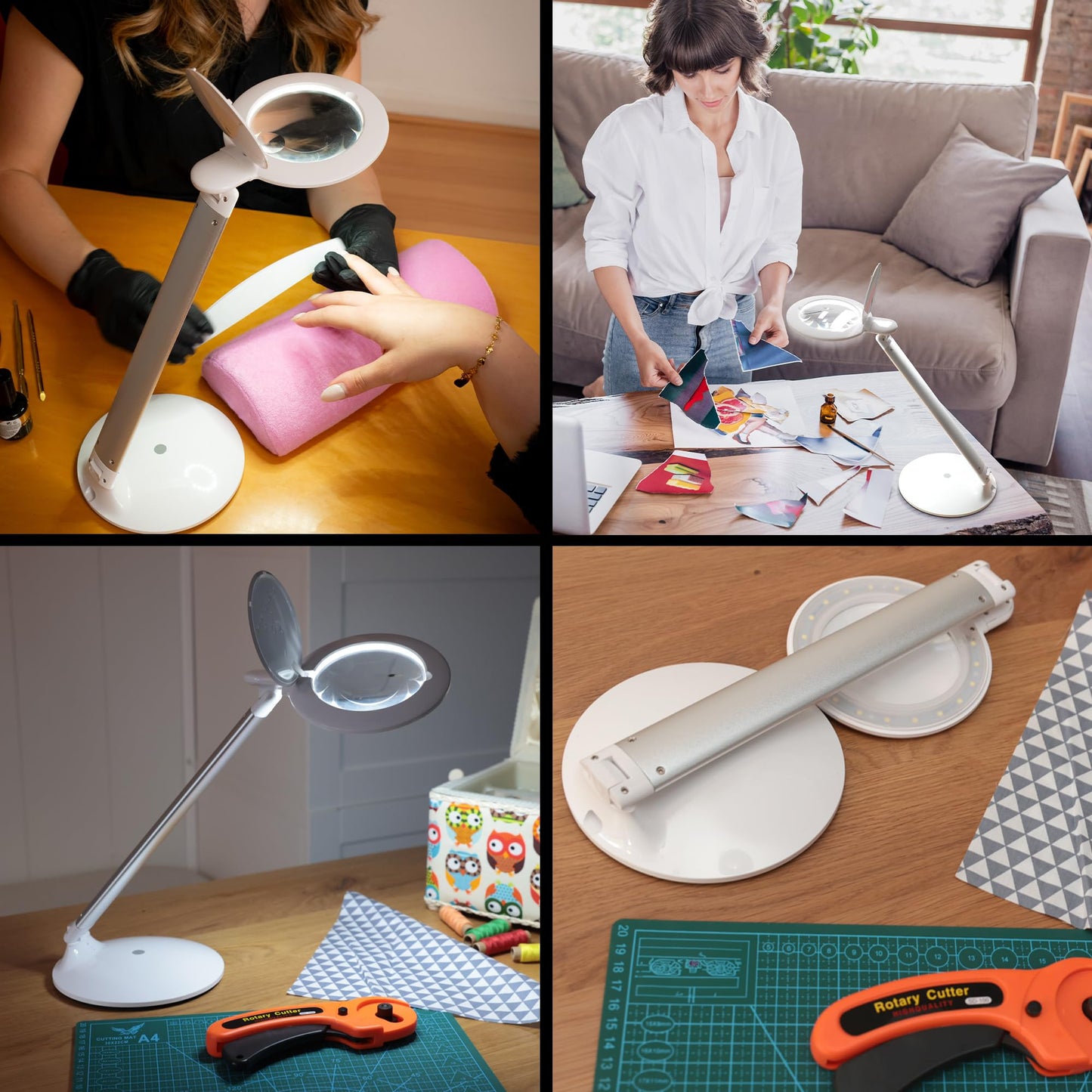 Daylight Company Halo Go Magnifier Lamp, Rechargeable USB, Portable, Lightweight, Desk Lamp Reading, Hobbies, Sewing, Crafts, Nail Salon, Handcrafts
