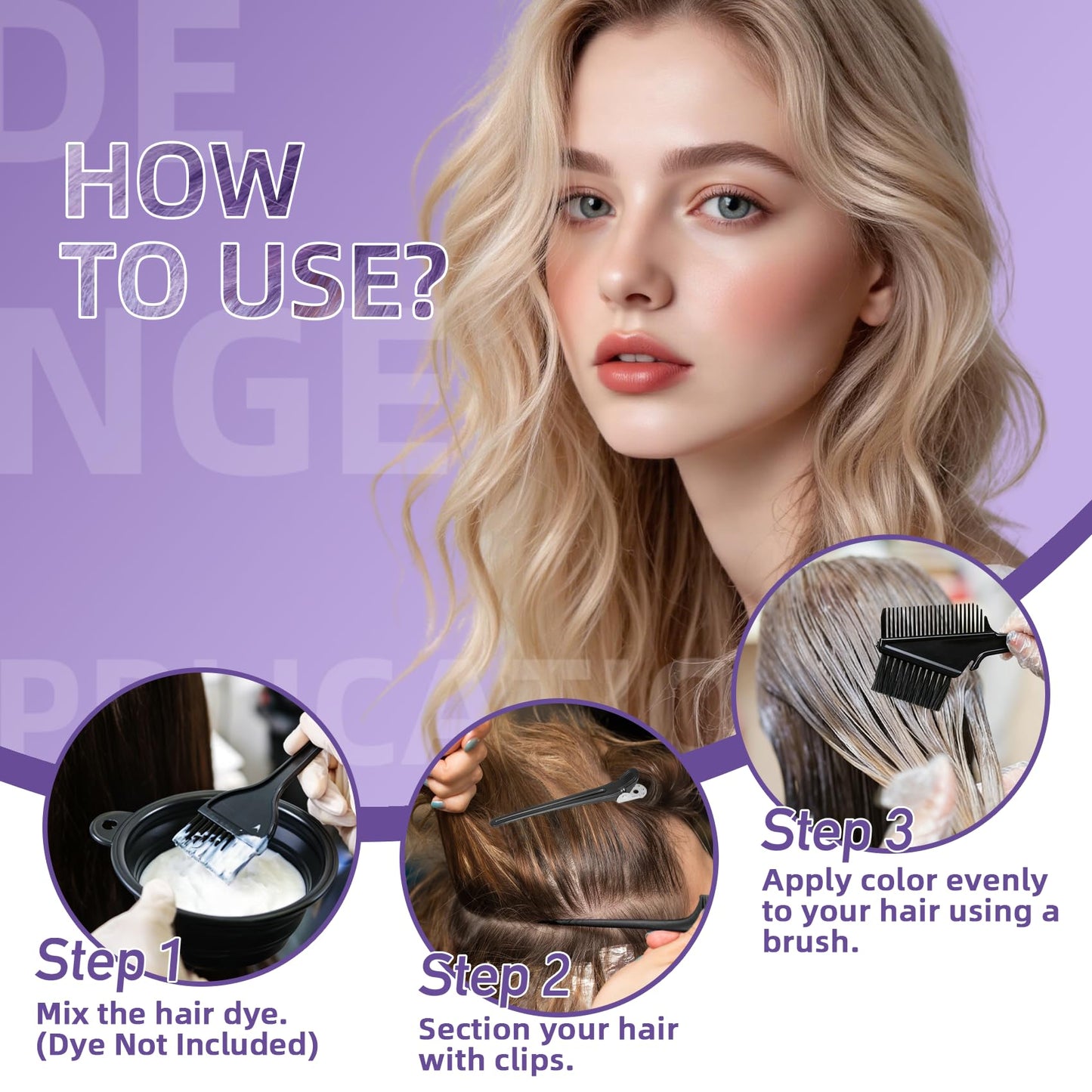 ROOHUA 14 Pcs Hair Coloring Kit - Professional Hair Dye Tools for Home Salon Use with Hair Dye Brush, Hair Color Bowl, Hairclips, Hair Agitator Beauty and Personal Care ROOHUA