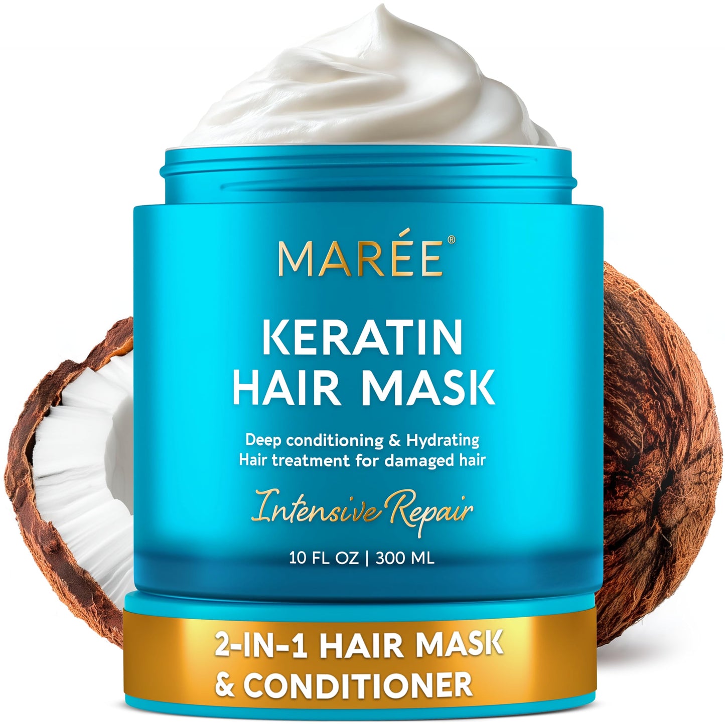 MAREE Deep Conditioning Hair Mask for Damaged Hair Treatment - Keratin Hair Care for Hydrating Growth Repair Moisturizing - Dry Curly Color Refreshing