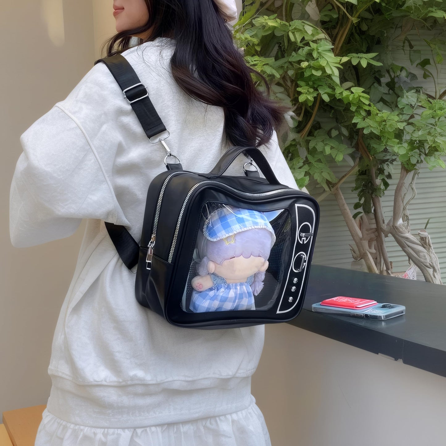 Lifelix Ita Bag Japanese Backpack Y2k Bag Shoulder Crossbody Handbag for Anime Cosplay (Black)