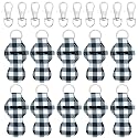 allydrew 10 Pack Chapstick Holder Keychain, Keyring for Lip Balm Lip Gloss Lipstick with 10 Pieces Metal Keyring Clasps, Blue & White Plaid