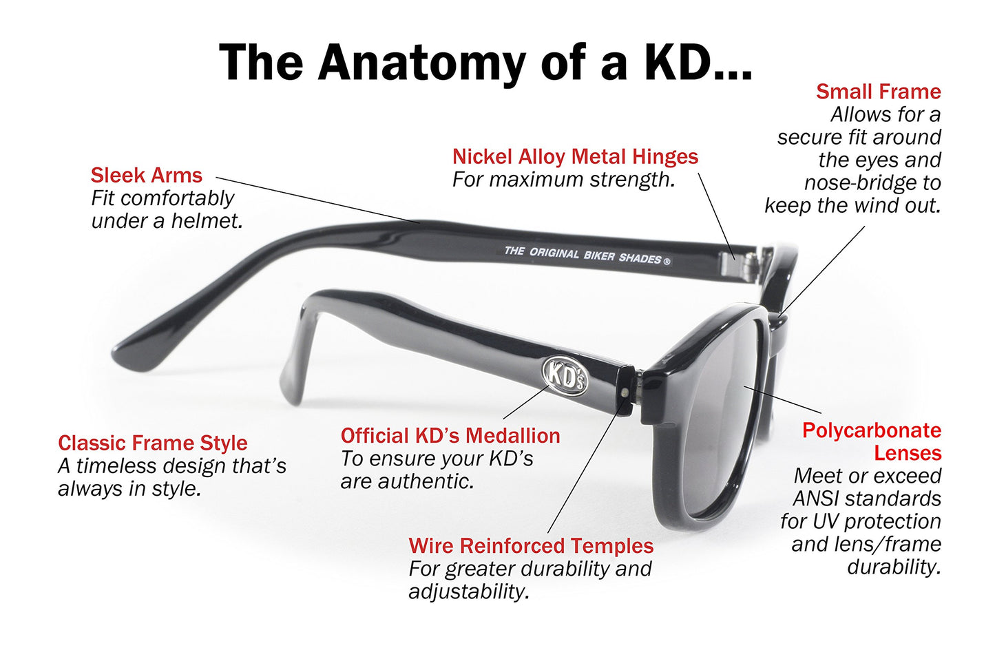 Pacific Coast Original KD's Biker Sunglasses (Black Frame/Green Lens)