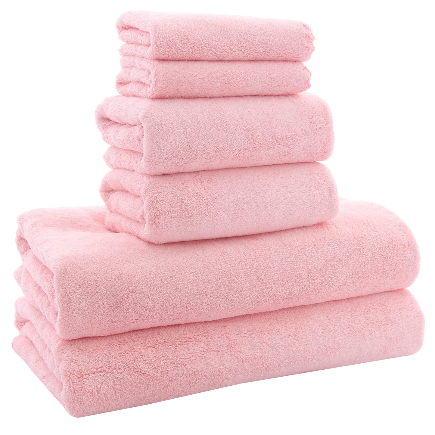 MOONQUEEN Ultra Soft Towel Set - Quick Drying - 2 Bath Towels 2 Hand Towels 2 Washcloths - Microfiber Coral Velvet Highly Absorbent Towel…