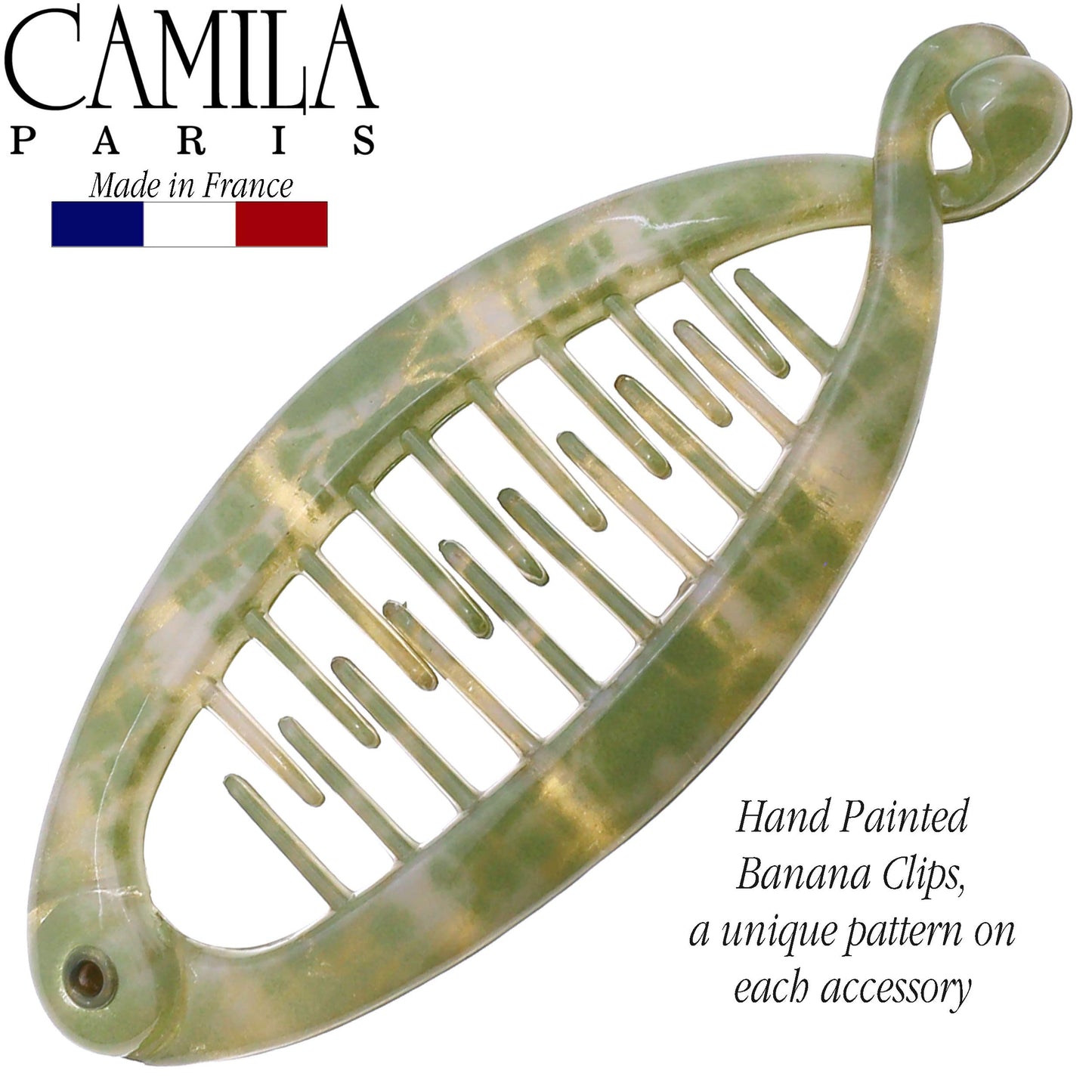 Camila Paris CP3107 French Extra Small Banana Clip Hair Comb for Fine Hair, Classic Banana Clips Hair for Thin Hair Ponytail Holder Interlocking