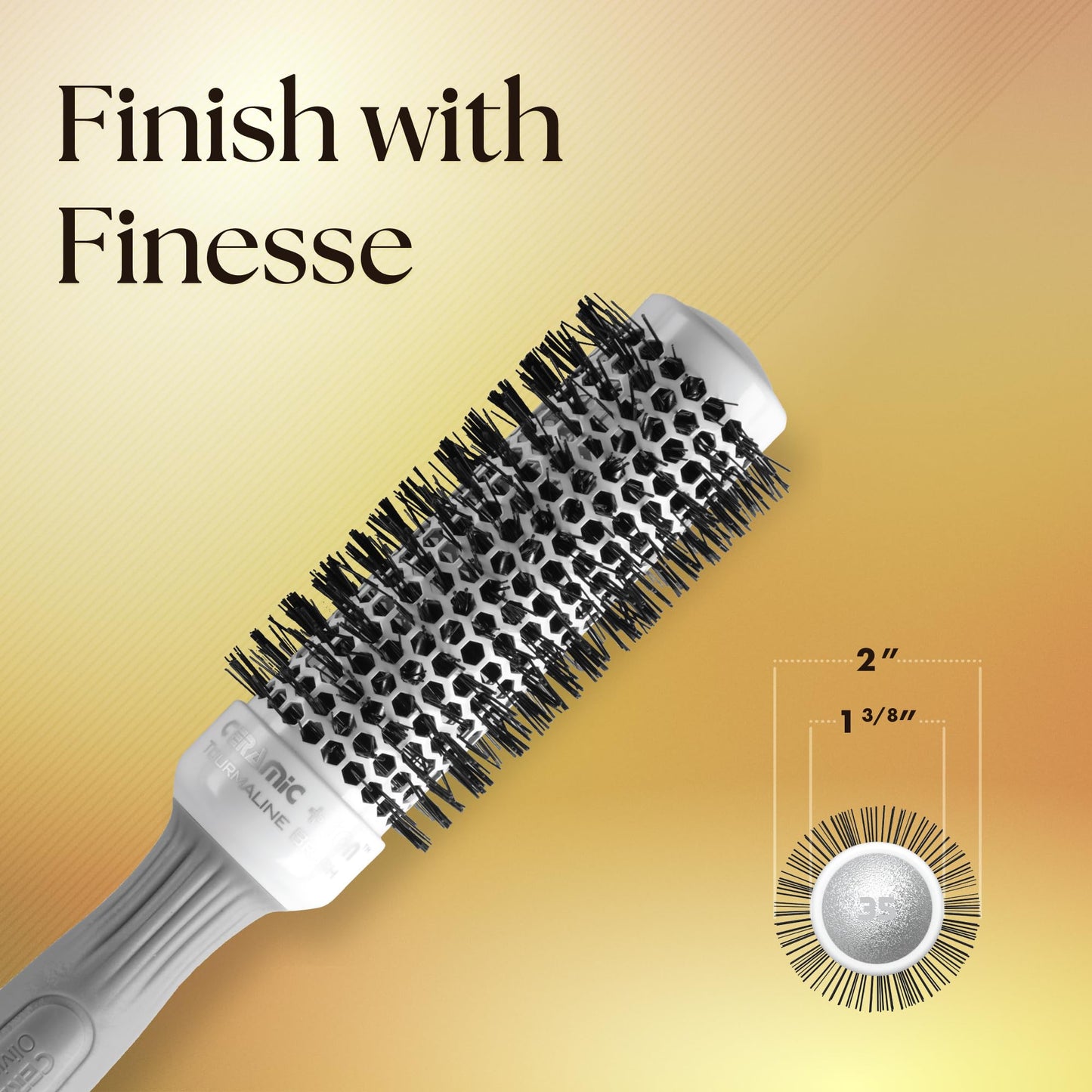 Olivia Garden Ceramic + Ion Round Thermal Hair Brush - Not Electrical - Professional Blowout Brush for Normal to Thick Hair - 1.38"-Diameter Barrel
