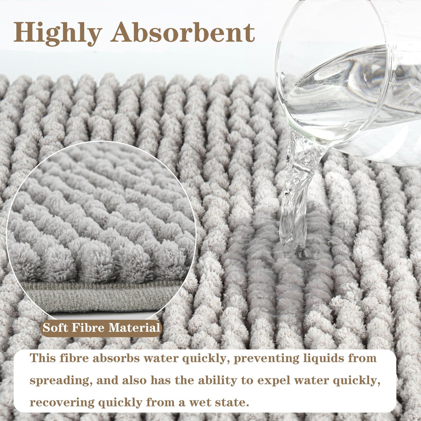 AOWIS Bathroom Rug Mat, Extra Soft Non Slip Absorbent Water Bath Rug,Quick Dry, Machine Washable Bath Mats for Bathroom Floor, Tub, Shower and Home…