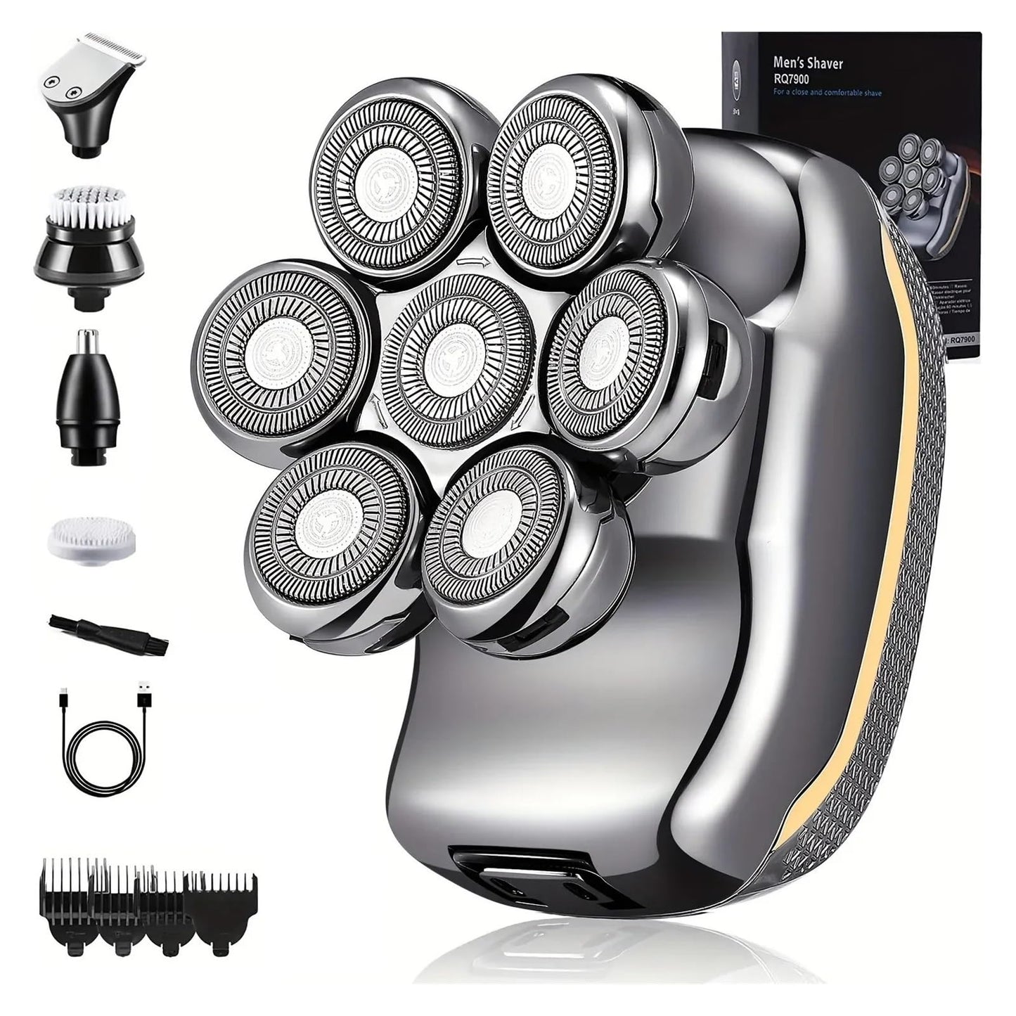 Razors Men's Electric Head Shaver Razor Rechargeable Cordless Hair Shaving Razors for Bald Man 6 in 1 Waterproof Wet Dry Beard Trimmer(6 in 1 Set) Beauty and Personal Care EWKYLSEM