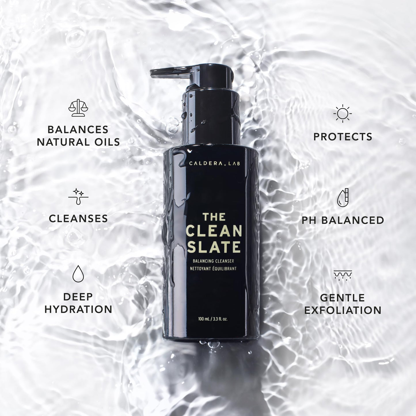 Caldera + Lab The Clean Slate | Men's Organic Foaming Facial Cleanser for Dry, Sensitive, & Normal Skin - Vegan, Natural & Antioxidant Packed