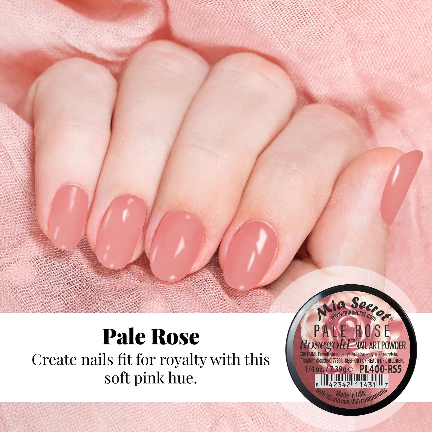 Mia Secret Colored Acrylic Nail Art Powder Collection - Rosegold, 6PC