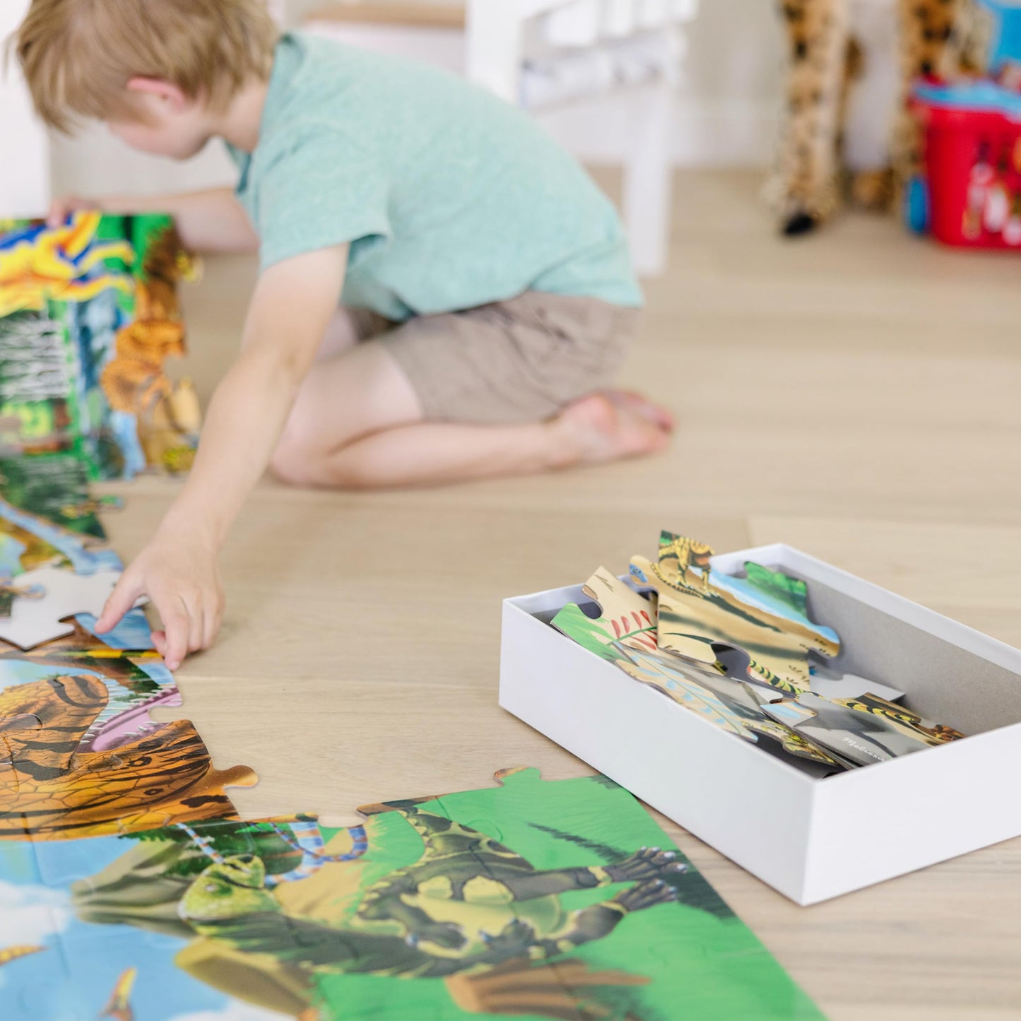 Melissa & Doug Land of Dinosaurs Floor Puzzle (48 pcs, 4 feet long) - FSC Certified