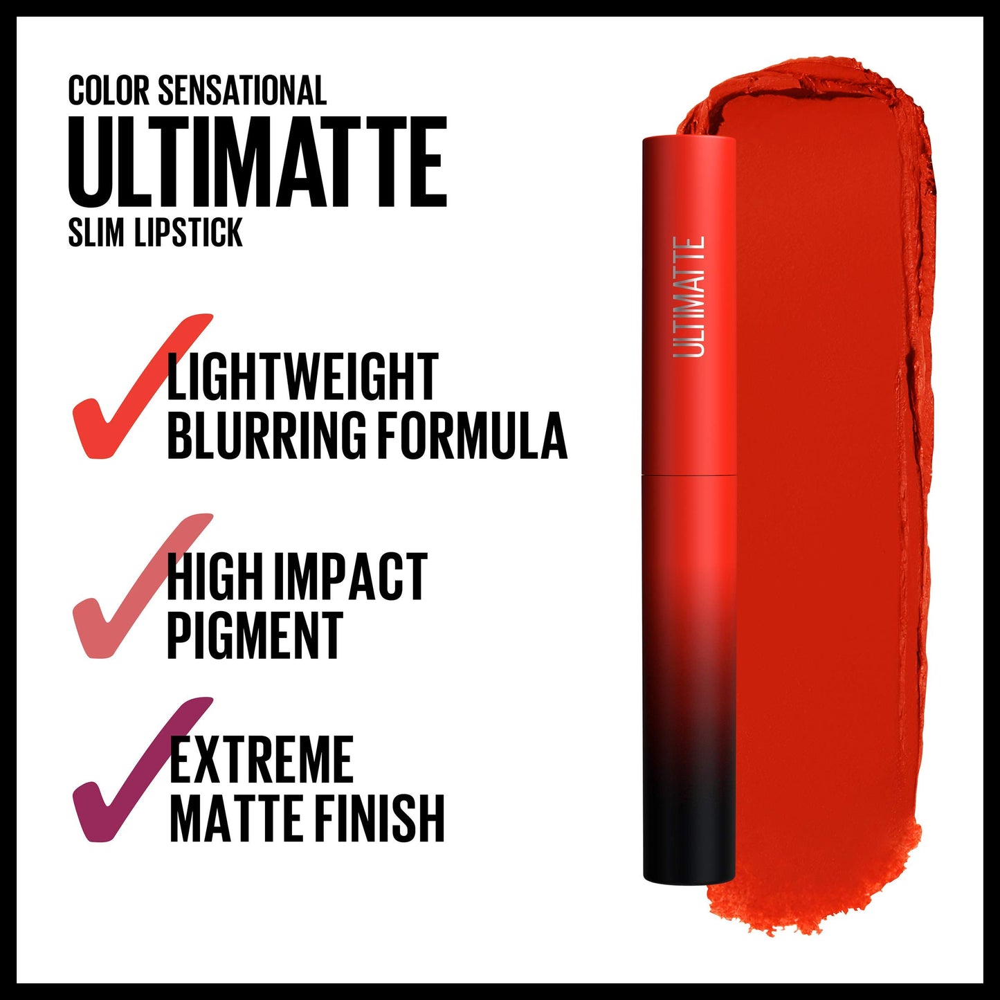 Maybelline Color Sensational Ultimatte Matte Lipstick, Non-Drying, Intense Color Pigment, More Scarlet, Scarlet Red, 1 Count Beauty & Personal Care MAYBELLINE