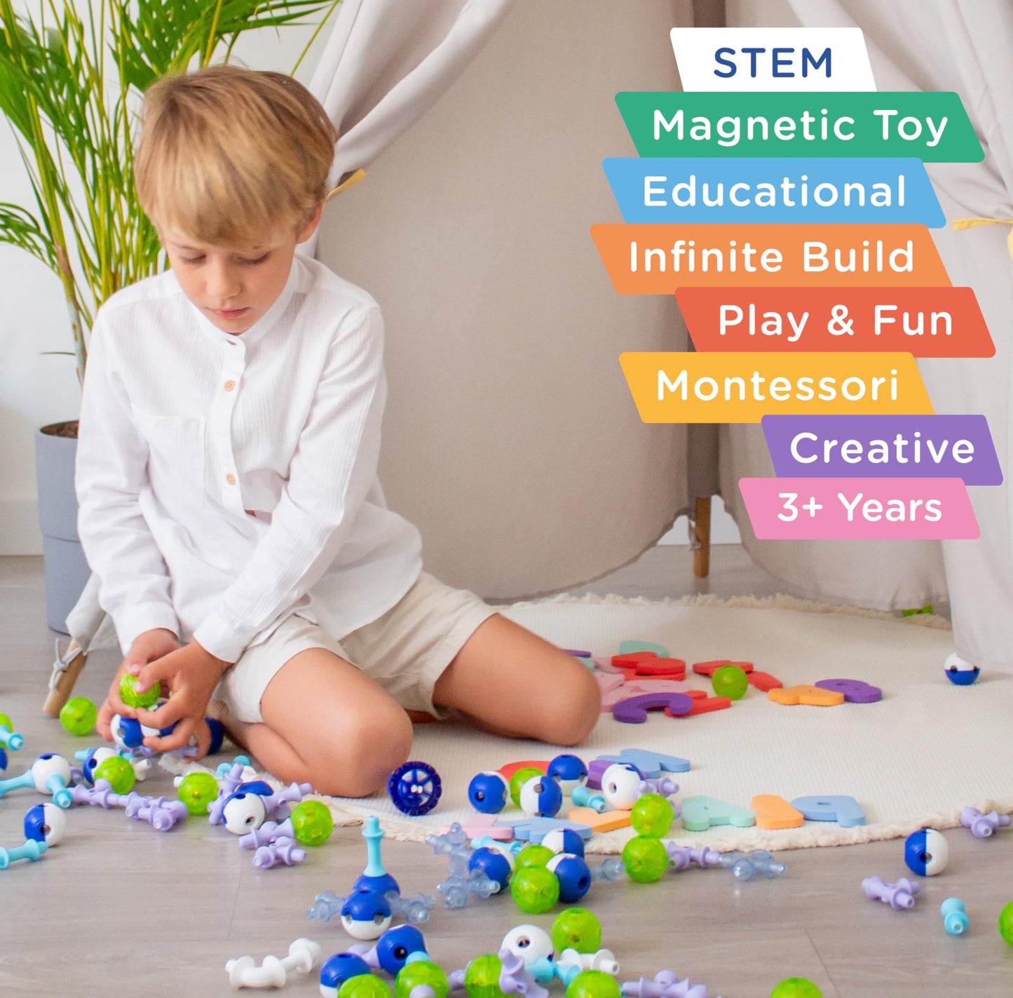 KUB Planet - Magnetic Building Set for Kids, STEM Educational Toys for 3+ Year Old Boys and Girls, Space Planet Blocks