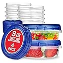 Stock Your Home 8oz Plastic Containers with Twist Top Lids (4 Pack), 1 Cup Small Freezer Containers for Leftover Food, Airtight Reusable Soup…