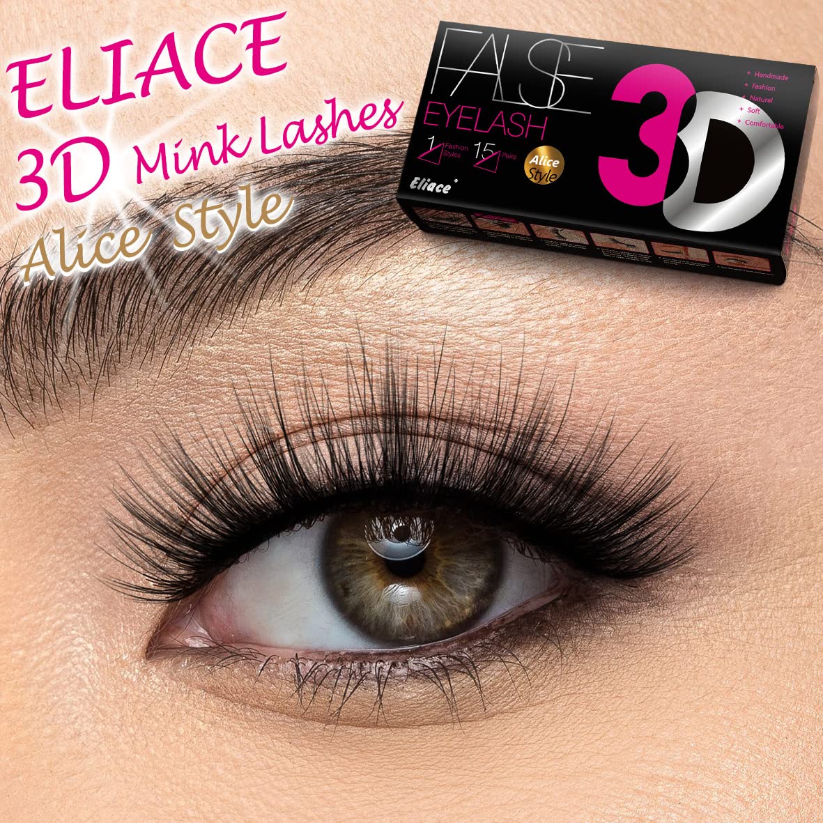 Eliace False Eyelashes Natural look Cat Eye Lashes Wispy Strips 3D Mink Lashes Fake Eyelashes Volume Fluffy Thick,Thin Soft Band Comfortable Dramatic
