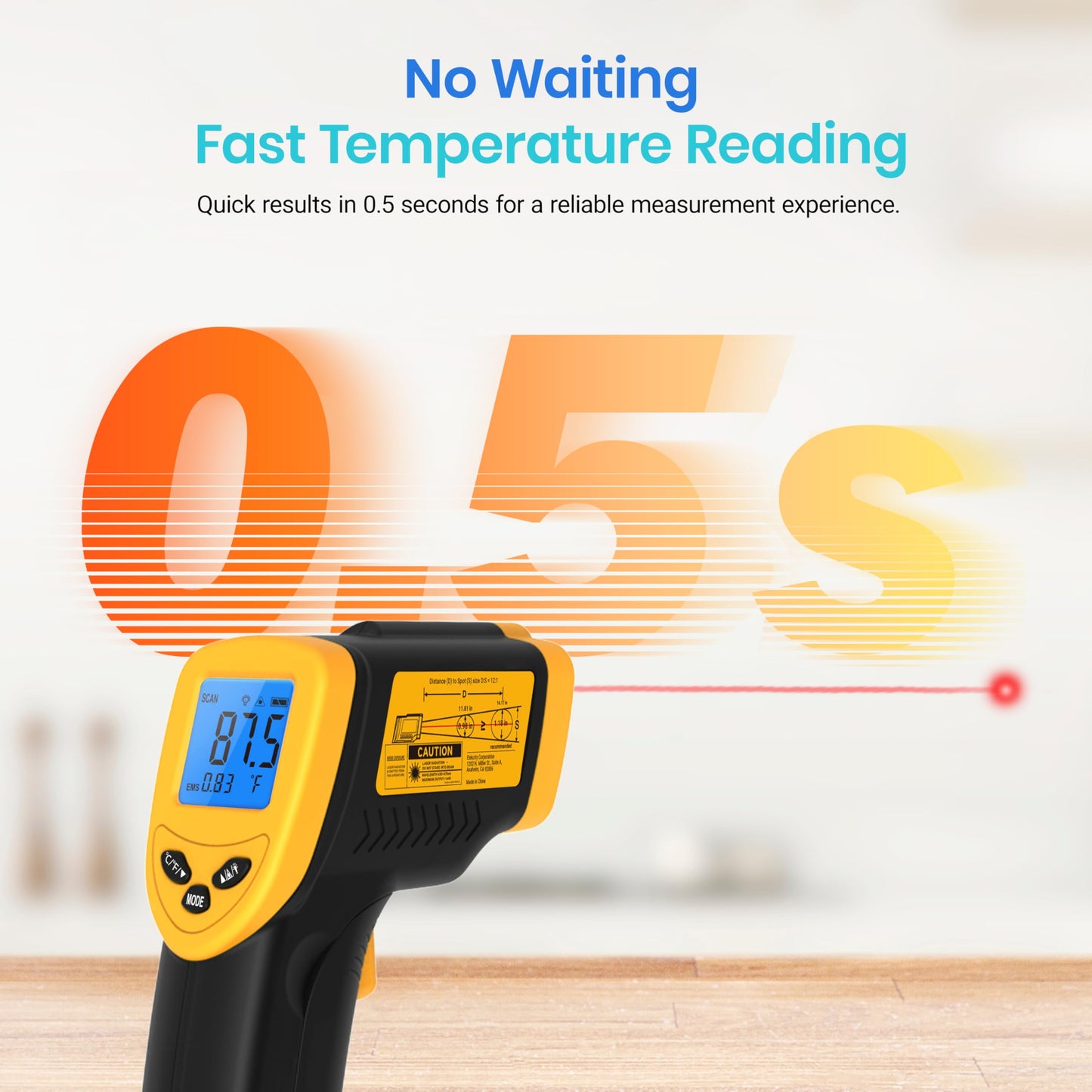 Etekcity Infrared Thermometer 774 โ Laser Temp Gun for Cooking, Meat, Candy, Oven, Griddle, Fridge, and Heat Tools, Yellow