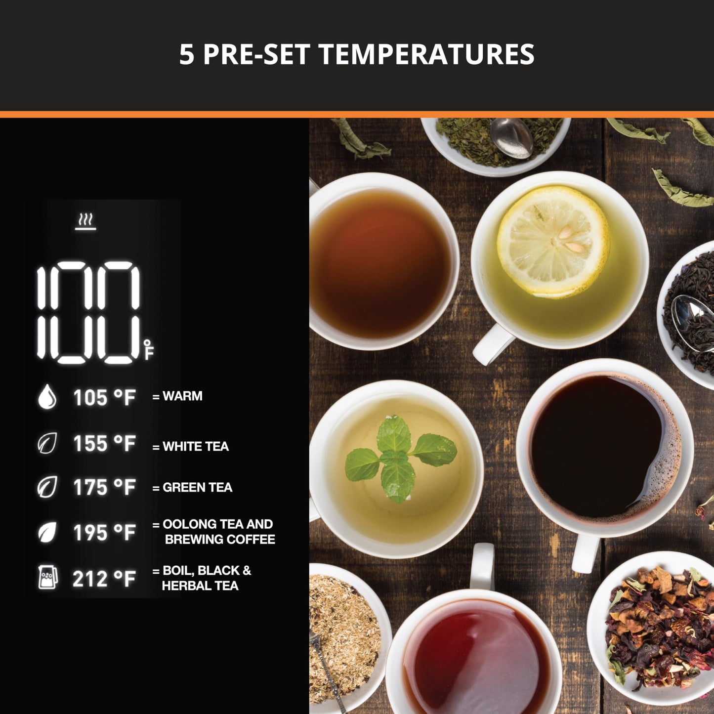 KRUPS Smart Temp Electric Kettle: 1.7L Capacity, 5 Precise Temperature Settings, Digital Display, Cool-Touch Exterior, Cordless Design for Tea…