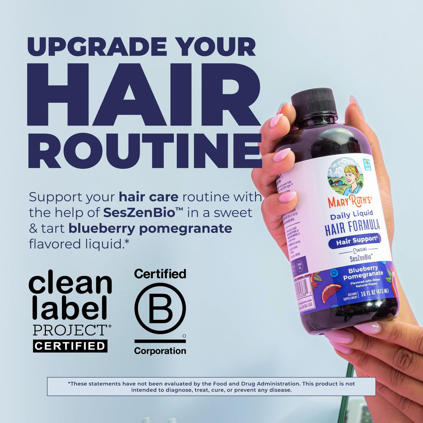 MARYRUTH'S Daily Liquid Hair Formula | With 500 mg SesZenBio™ + 2,500 mcg Biotin | Vitamin C | Thicker, Stronger Hair for Women | Hair, Skin, & Nail Beauty and Personal Care MARYRUTH'S