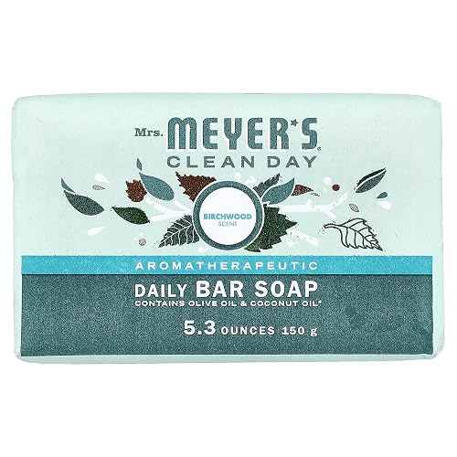Mrs. Meyer's Clean Day's Bar Soap, Use as Body Wash or Hand Soap, Cruelty Free Formula Made with Essential Oils, Birch Wood Scent, 5.3 oz, 1 Bar