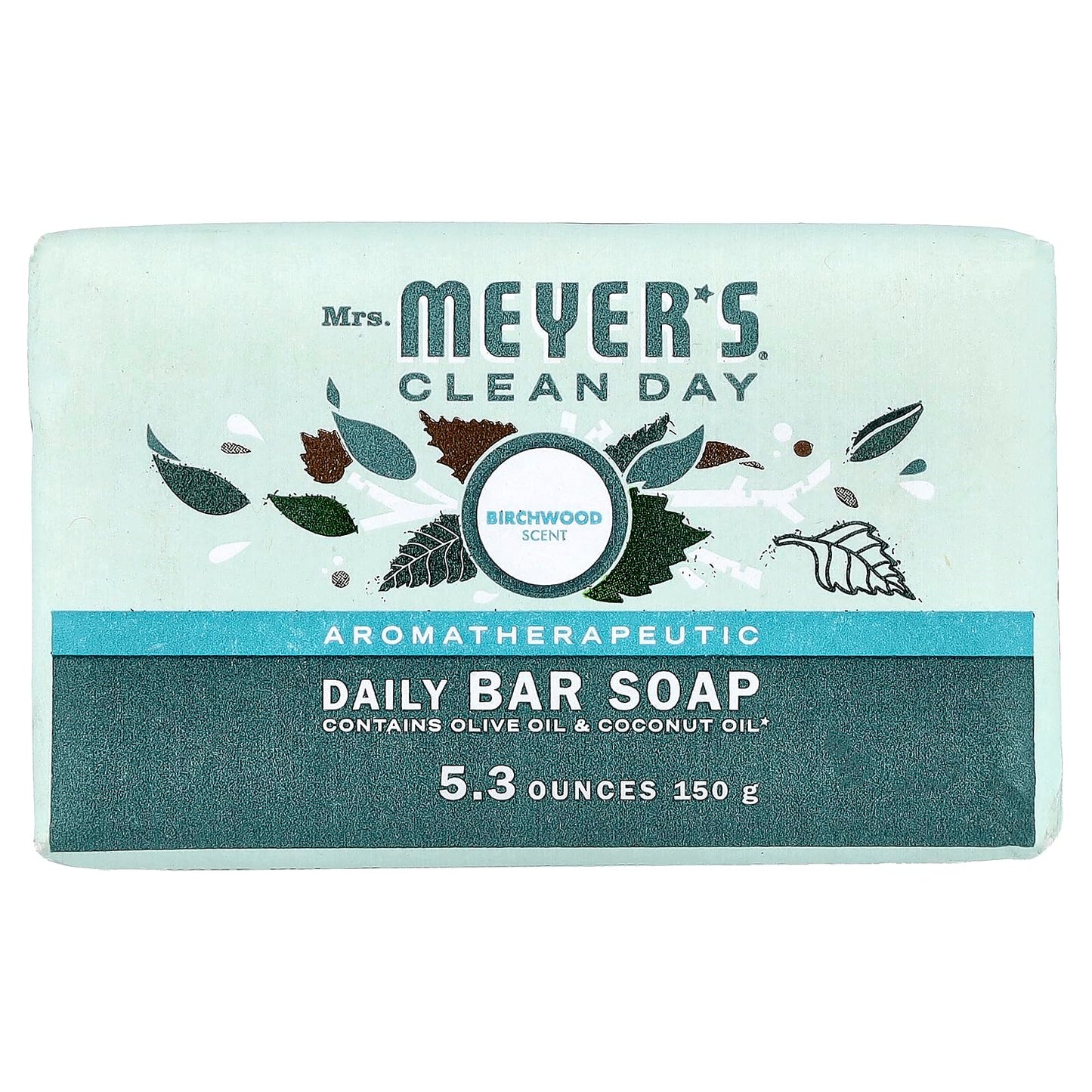Mrs. Meyer's Clean Day's Bar Soap, Use as Body Wash or Hand Soap, Cruelty Free Formula Made with Essential Oils, Birch Wood Scent, 5.3 oz, 1 Bar