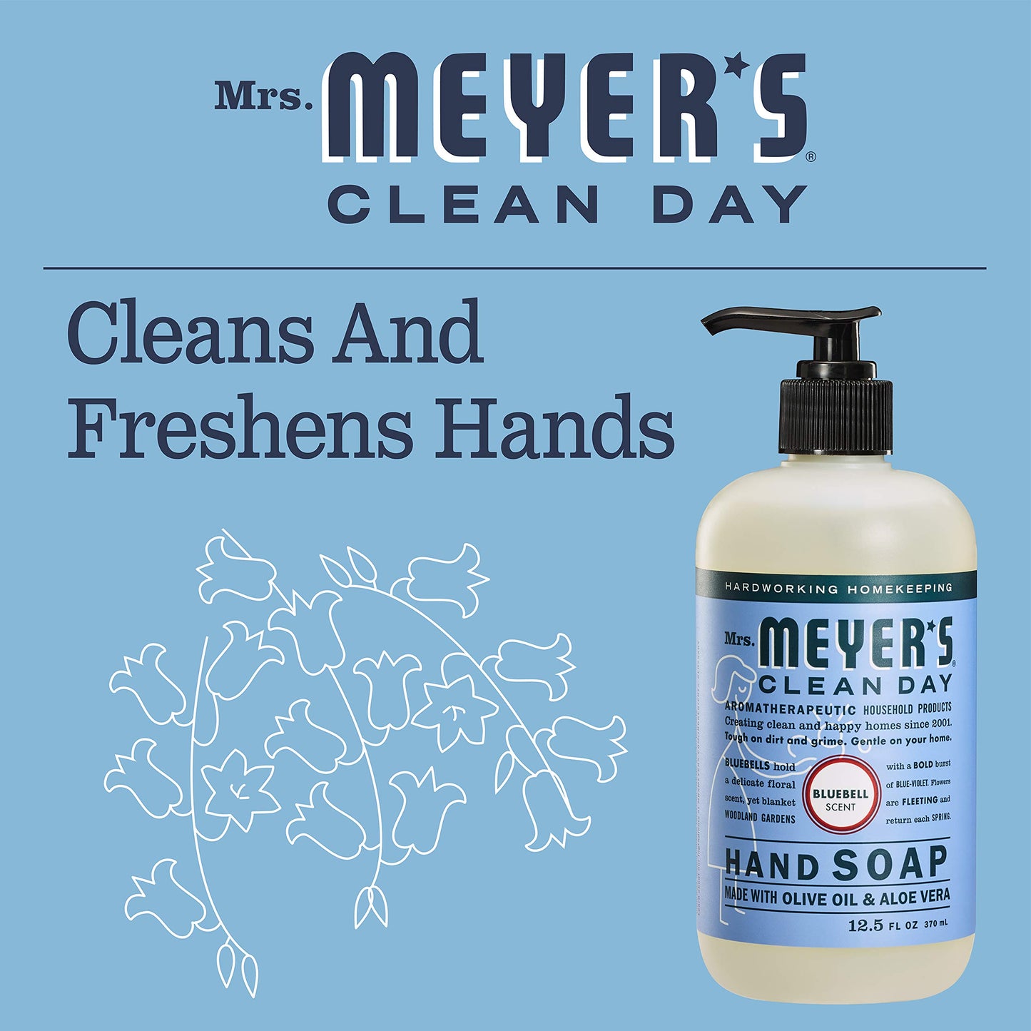 Mrs. MEYER'S CLEAN DAY Bluebell Hand Soap 12.5 Fl Oz (Pack of 3)