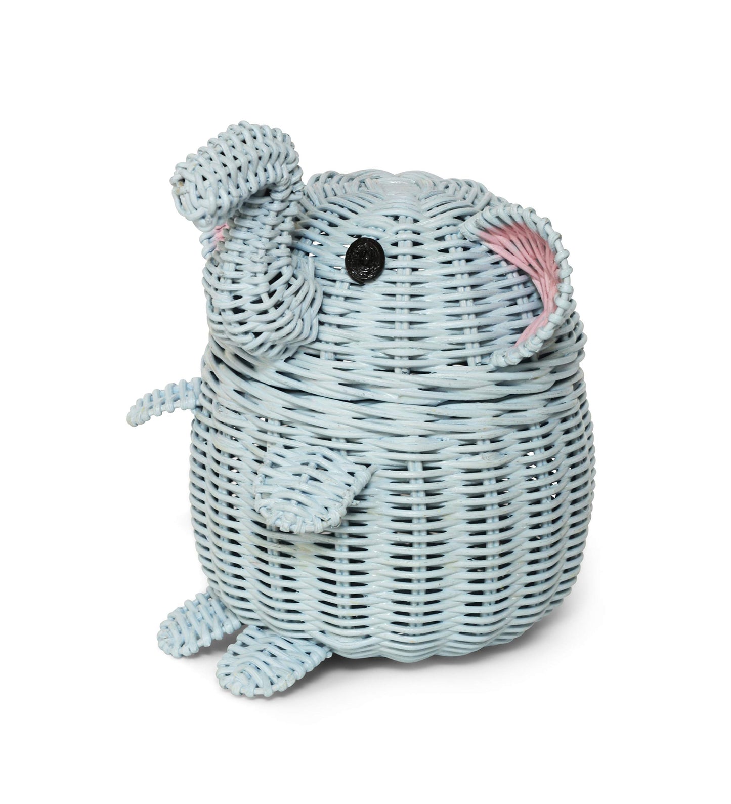 G6 COLLECTION Elephant Rattan Storage Basket With Lid Decorative Bin Home Decor Hand Woven Shelf Organizer Cute Handmade Handcrafted Nursery Gift…