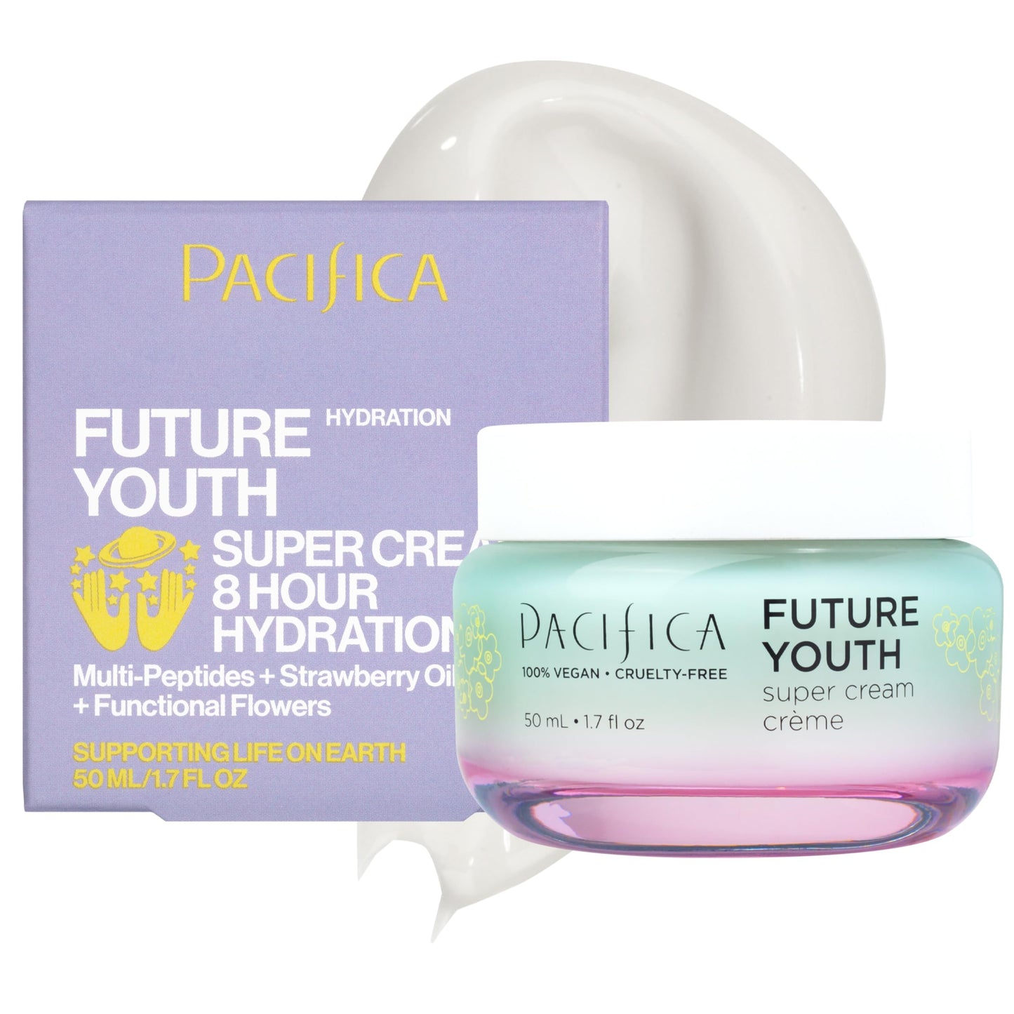 Pacifica Future Youth Super Cream - Daily Anti-Aging Moisturizer for All Skin Types, Lightweight Hydration with Advanced Peptides & Antioxidants