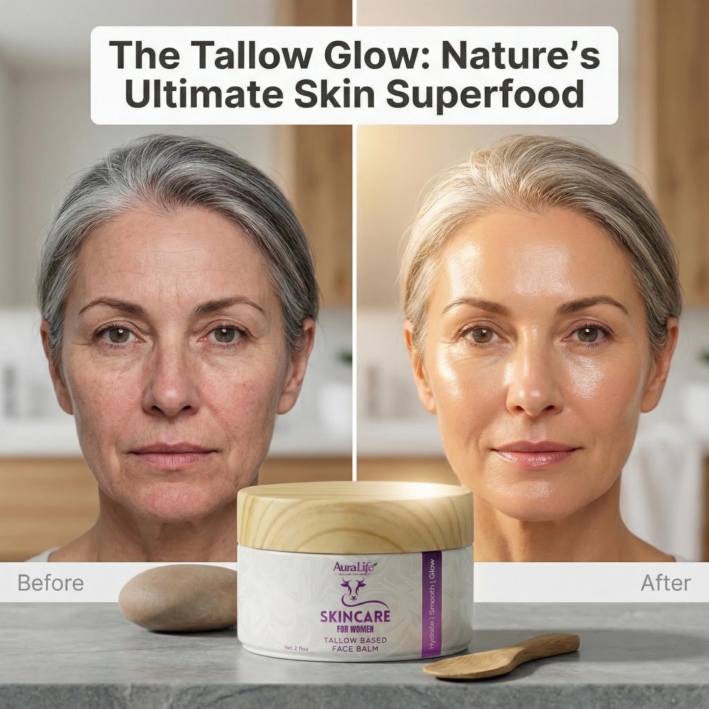 Organic Grass-Fed Beef Tallow for Skin |Hydrating Face & Body Moisturizer with shea butter | Handmade All-Natural moisturizer| Rosemary and Aloeswood