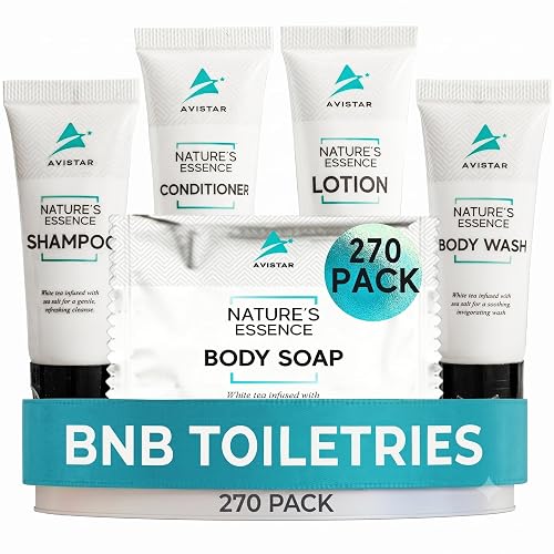 270 Piece Hotel Soap & Bulk Toiletries - Travel Essentials for BnB Hosts & Guests - Hotel Shampoo & Conditioner Supplies for Guests, Hotel Toiletries