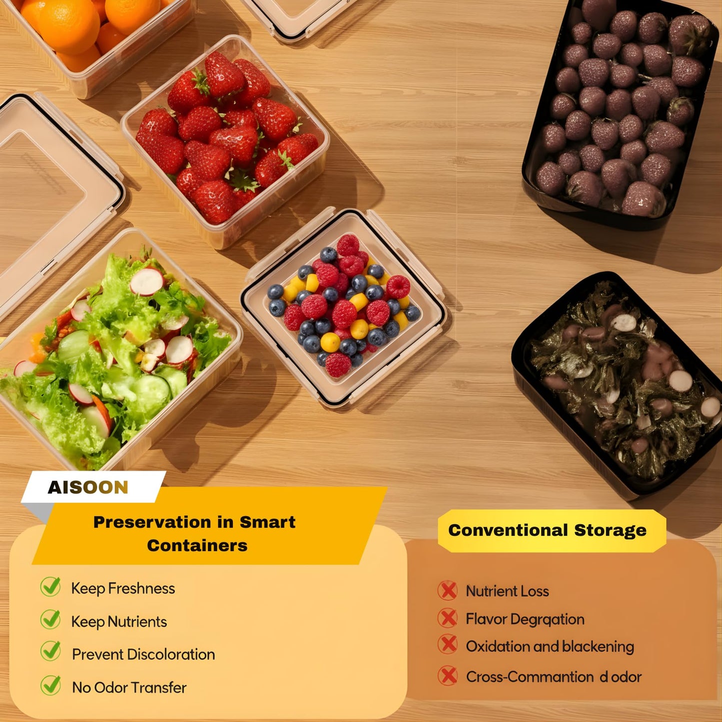 AISOON 50 Pcs 85oz Large Food Storage Sets with Lids, Airtight Kitchen Pantry Containers, Leakproof & BPA-Free Meal Prep Containers, Freezer…