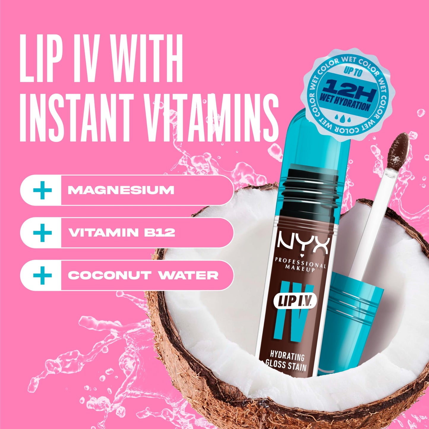 NYX PROFESSIONAL MAKEUP Lip IV Hydrating Glossy Lip Stain with 12HR Hydration - Espresso Soak (Brown)