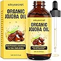 SilkySecret Organic Jojoba Oil, Natural Moisturizing and Conditioning Oil, Jojoba Oil for Hair Growth, Massage Oil, Cold Pressed Carrier Oil