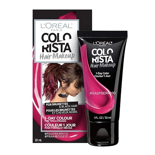 L'Oreal Paris Hair Makeup Temporary 1-Day Hair Color for Brunettes, Raspberry 10, 1 Fl Oz