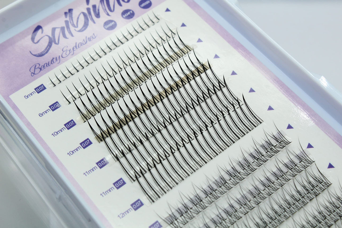Saibinuo 240pcs Mixed Pack C Curl False Eyelash Extension Individual Lashes Lower Bottom Lash (5-6mm) Fairy Style A Shape (10-12mm) Fish Tail (9-11mm)