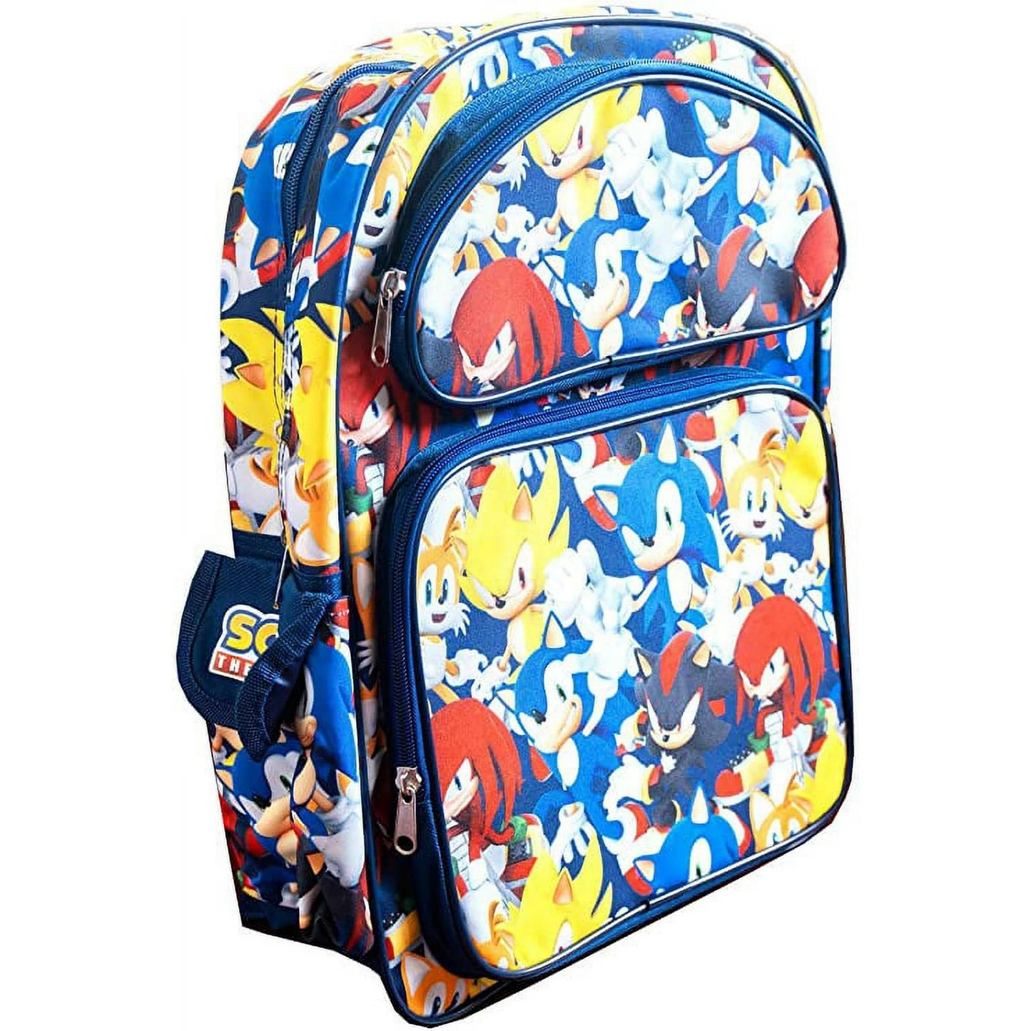 Accessory Innovations Sonic the Hedgehog 16" Large School Backpack Ready for Action Blue and Black, Sonic Book Bag for Kids
