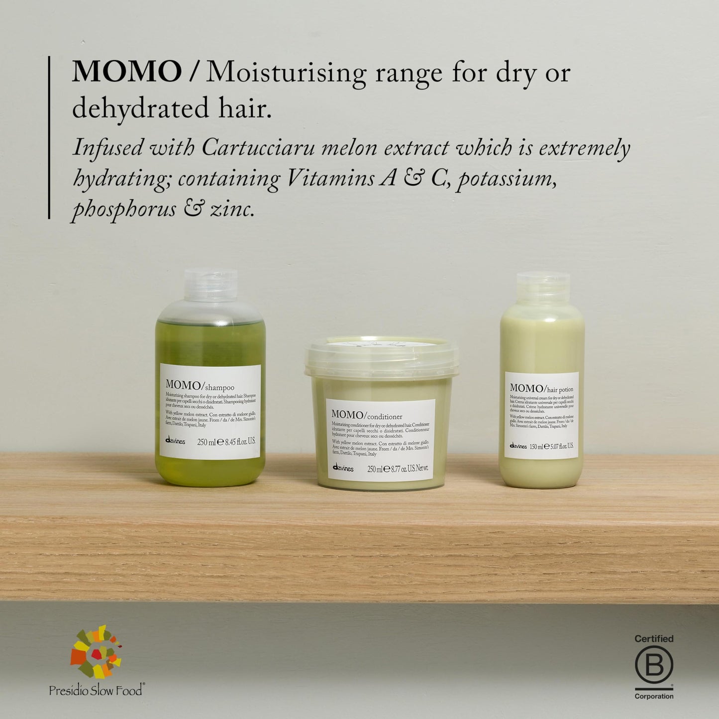 Davines Momo Moisturizing Shampoo for Dry and Dehydrated Hair, 8.45 Ounce