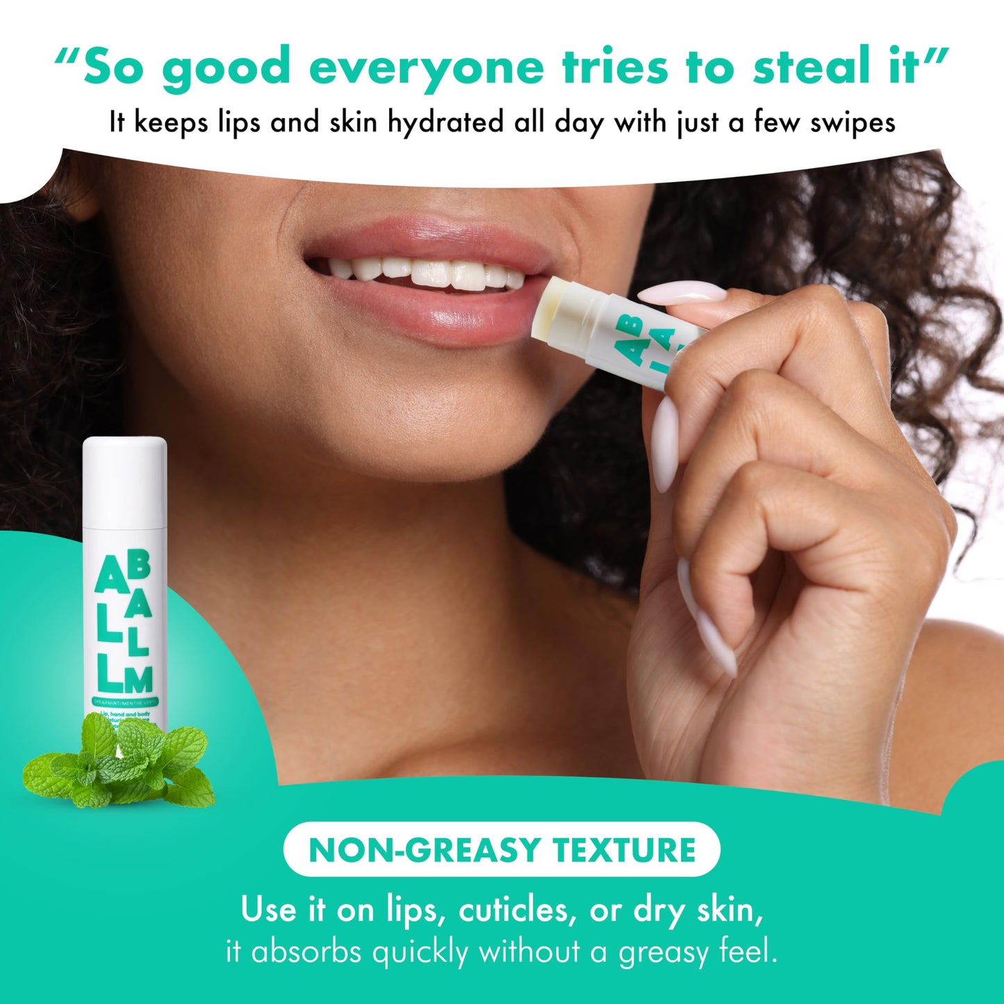 Zizia Spearmint Giant Multi All Balm Stick - Moisturizing and Hydrating Stick for Lips, Hands & Body - with Shea Butter, Jojoba Oil, Aloe Vera