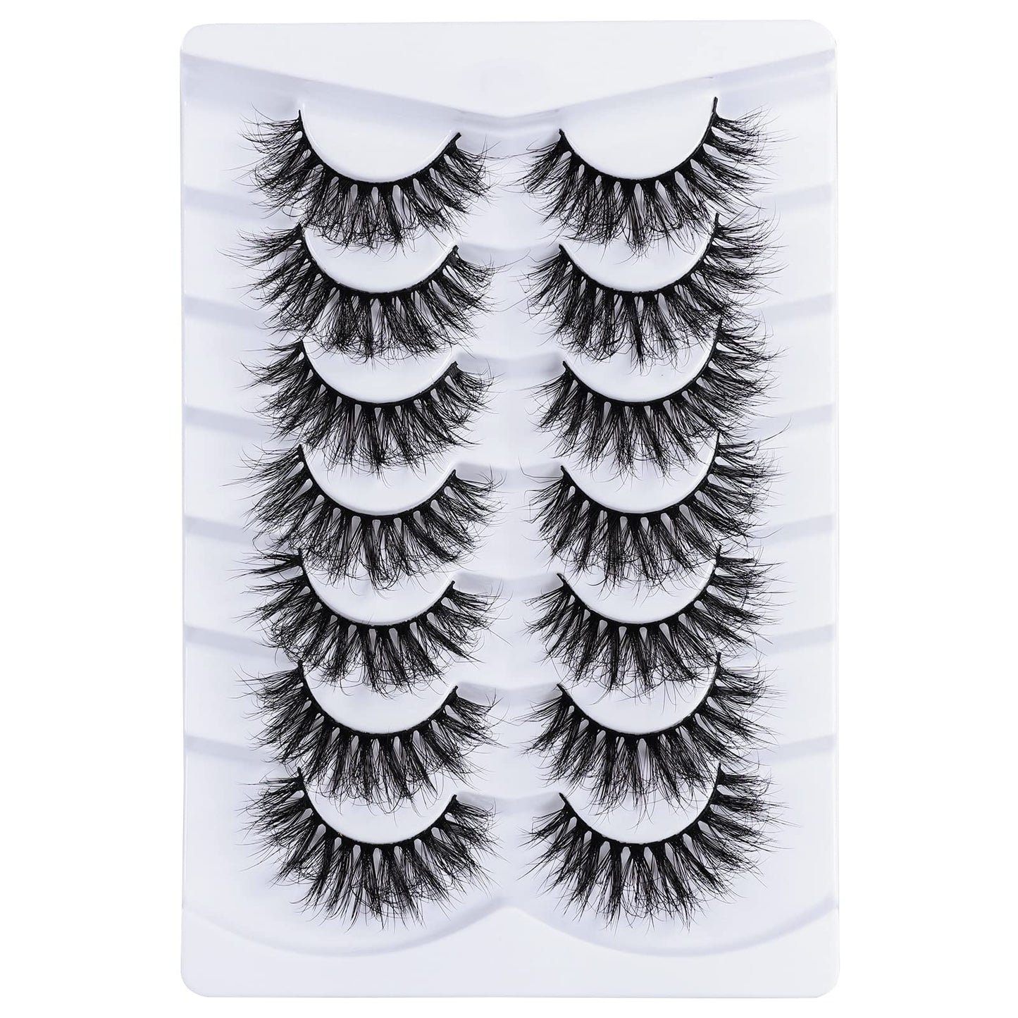 Mebver False Lashes Fake Eyelashes Cat Eye Lashes Faux Mink Lashes Natural Look 8D Fluffy Wispy Lashes That Look Like Extensions Pestañas Postizas D