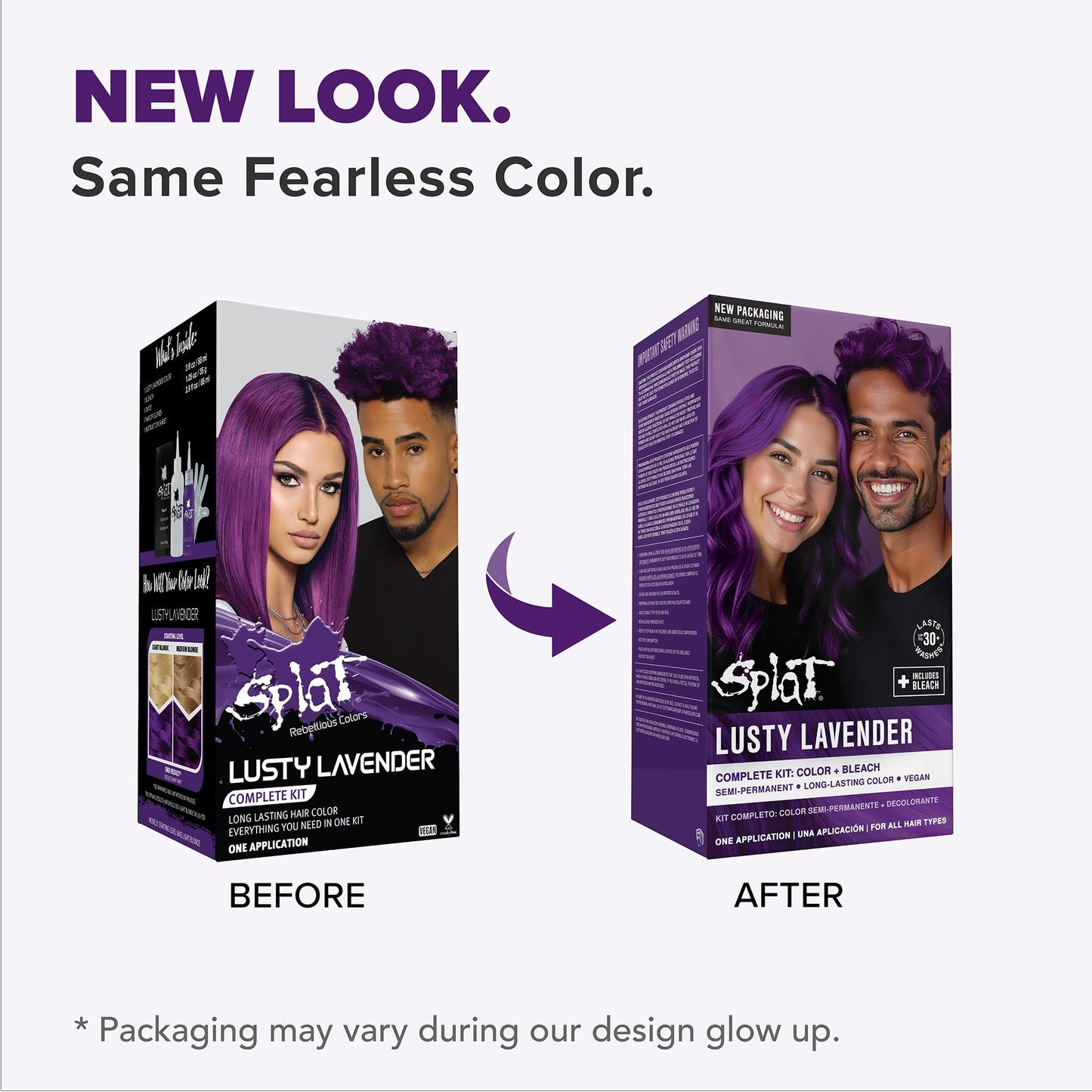 Splat Lusty Lavender Semi Permanent Hair Dye Kit with Bleach, 1 Application, Includes Purple Hair Dye, Oxide & Bleach Powder, Vegan & Cruelty Free