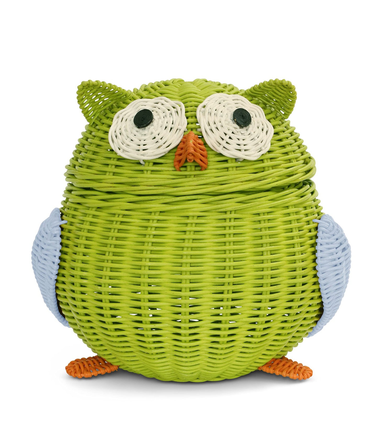 G6 COLLECTION Owl Rattan Storage Basket With Lid Decorative Bin Home Decor Hand Woven Shelf Organizer Cute Handmade Handcrafted Nursery Gift Animal…