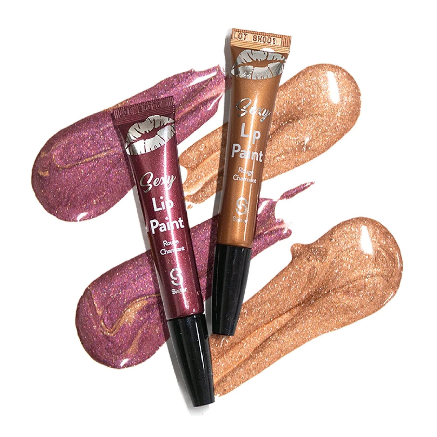 Sistar Sexy Lip Paint Metal Lip Gloss, Metallic Shimmer Lipstick, Long Lasting Waterproof Lip Tint Stain Glitter Shiny (Pink Pearl)