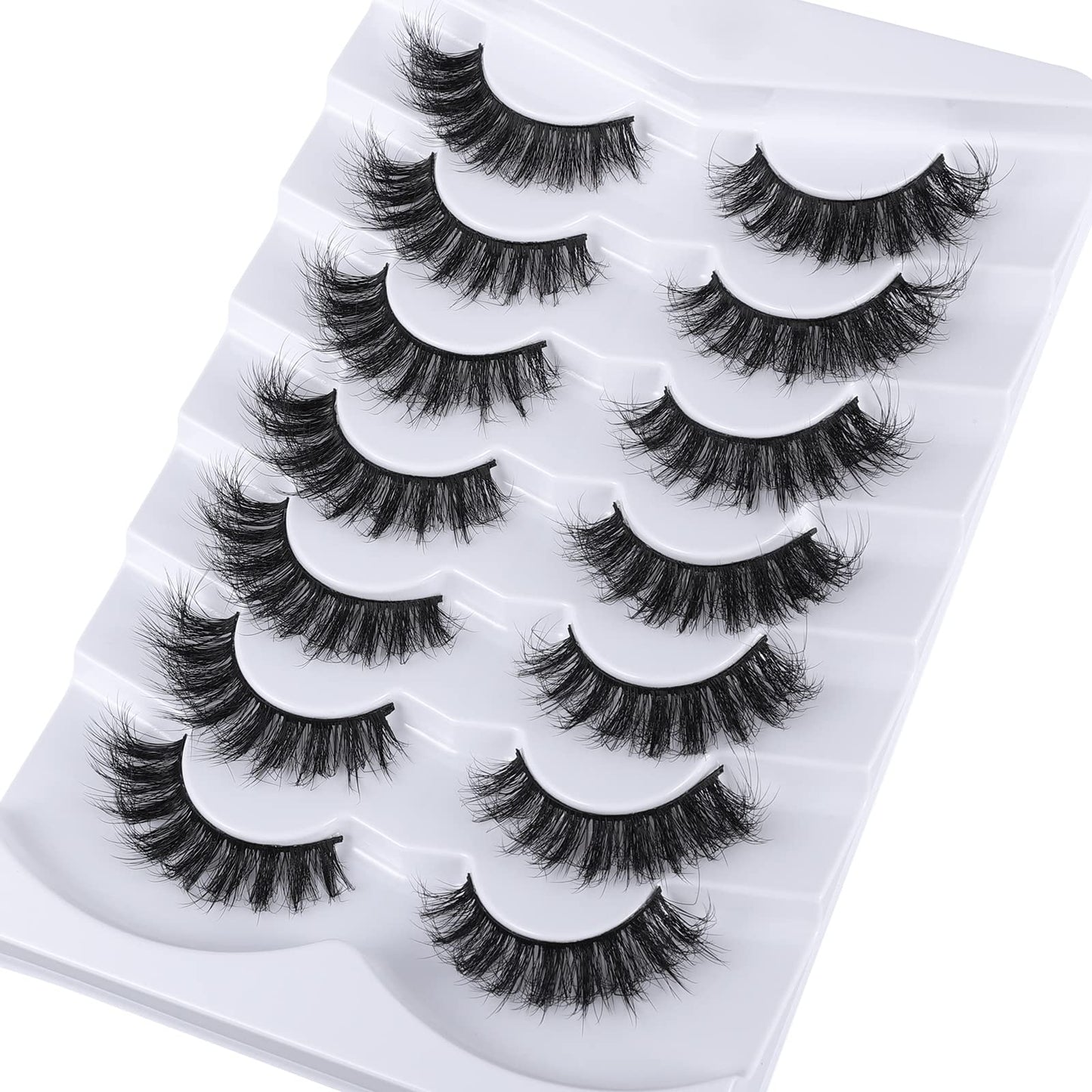 Mebver 8D Fluffy Wispy Lashes False Eyelashes Cat Eye Lashes Faux Mink Lashes Natural Look That Look Like Extensions Pestañas Postizas D Curl Lash