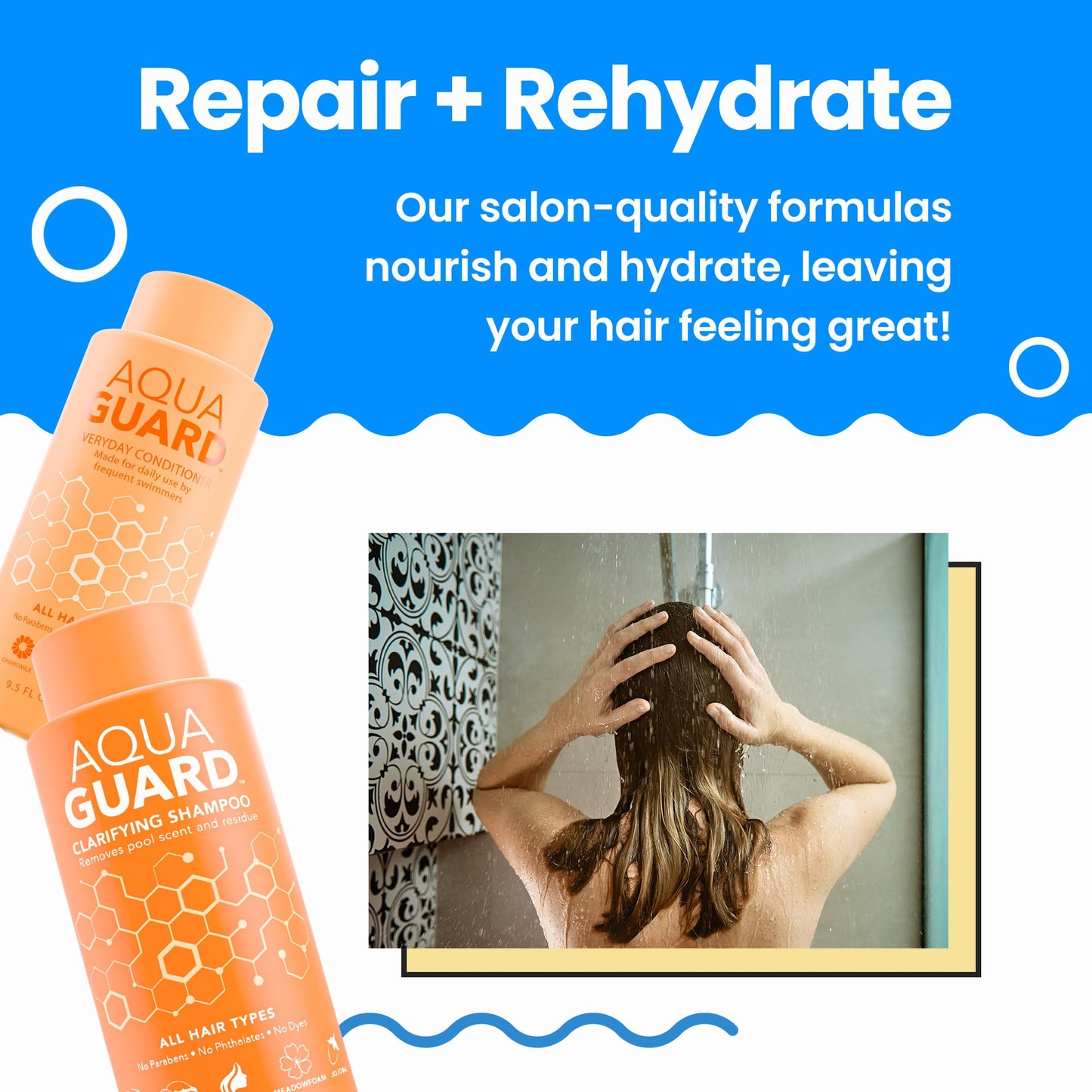 AQUA GUARD Swimmers Essential Hair Protection Bundle | Prevents Chlorine Damage + Softens Hair While Swimming | Color Safe, Leaves Hair Smelling Great