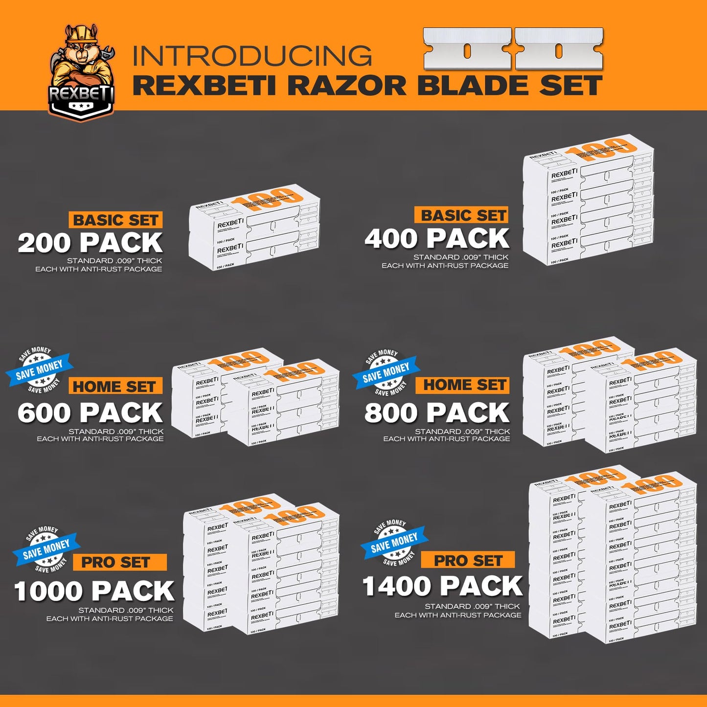 REXBETI 100PCS Single Edge Razor Blades, Industrial Razor Blades for Scraper, Suitable for Removing Labels, Decals, Stickers and Old Paint Beauty and Personal Care REXBETI
