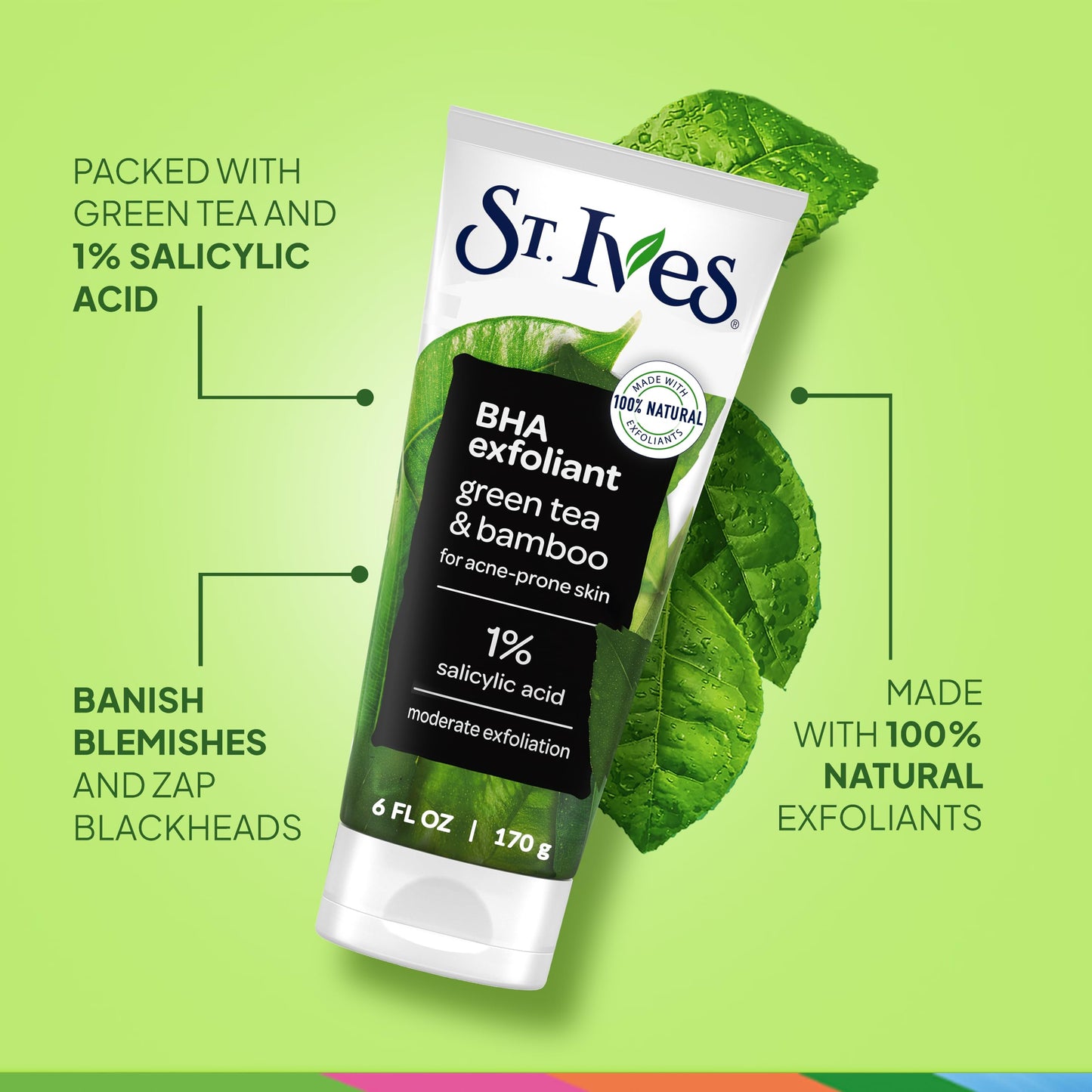 St. Ives Blackhead Clearing Face Scrub, Clears Blackheads & Unclogs Pores, Green Tea & Bamboo, Salicylic Acid Acne Treatment Facial Scrub, Moderate Beauty and Personal Care St. Ives