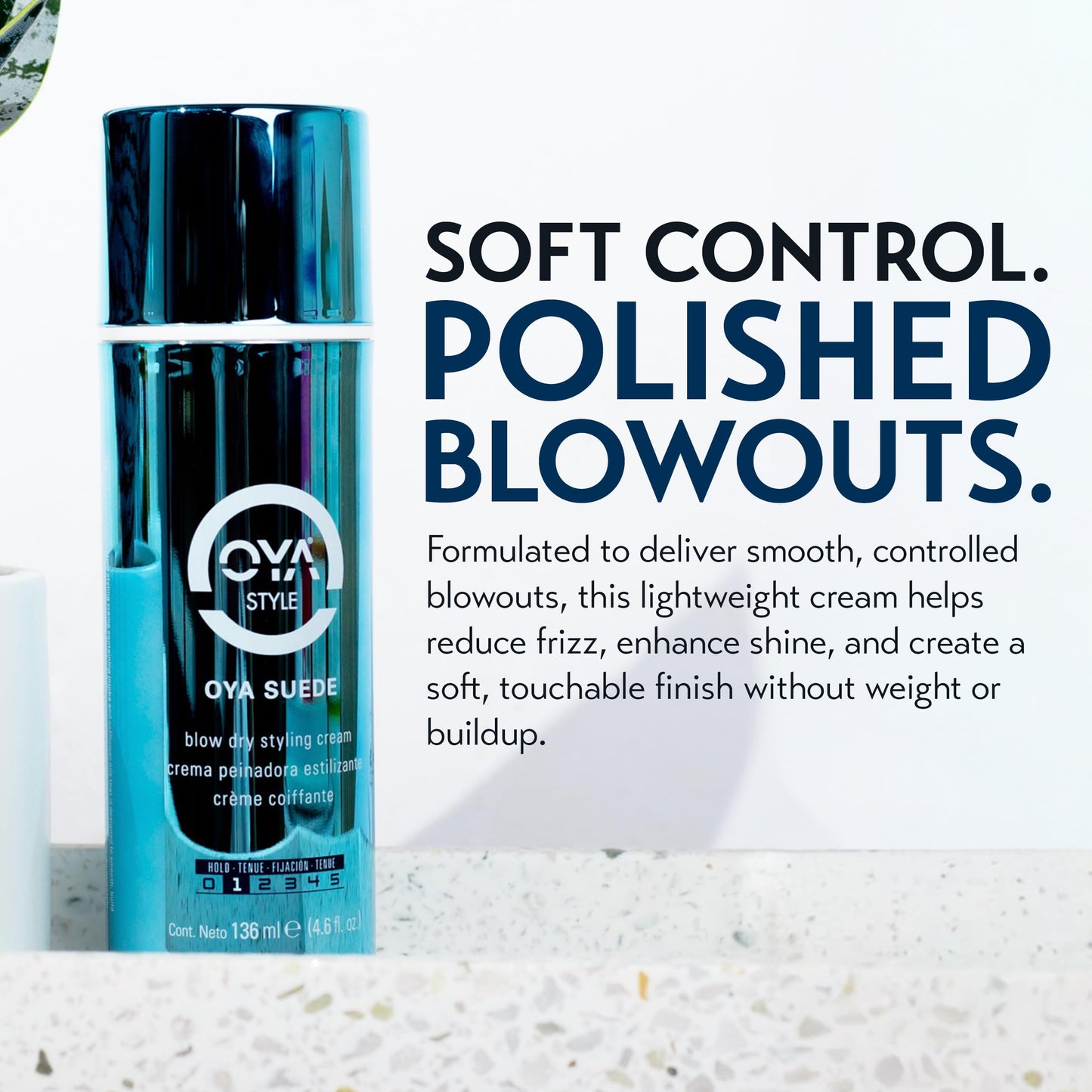 OYA Suede Blow Dry Hair Styling Cream - Versatile Lightweight Formula for Smooth, Polished & Volumized Finish - Salon Quality Jojoba Based Hydrating