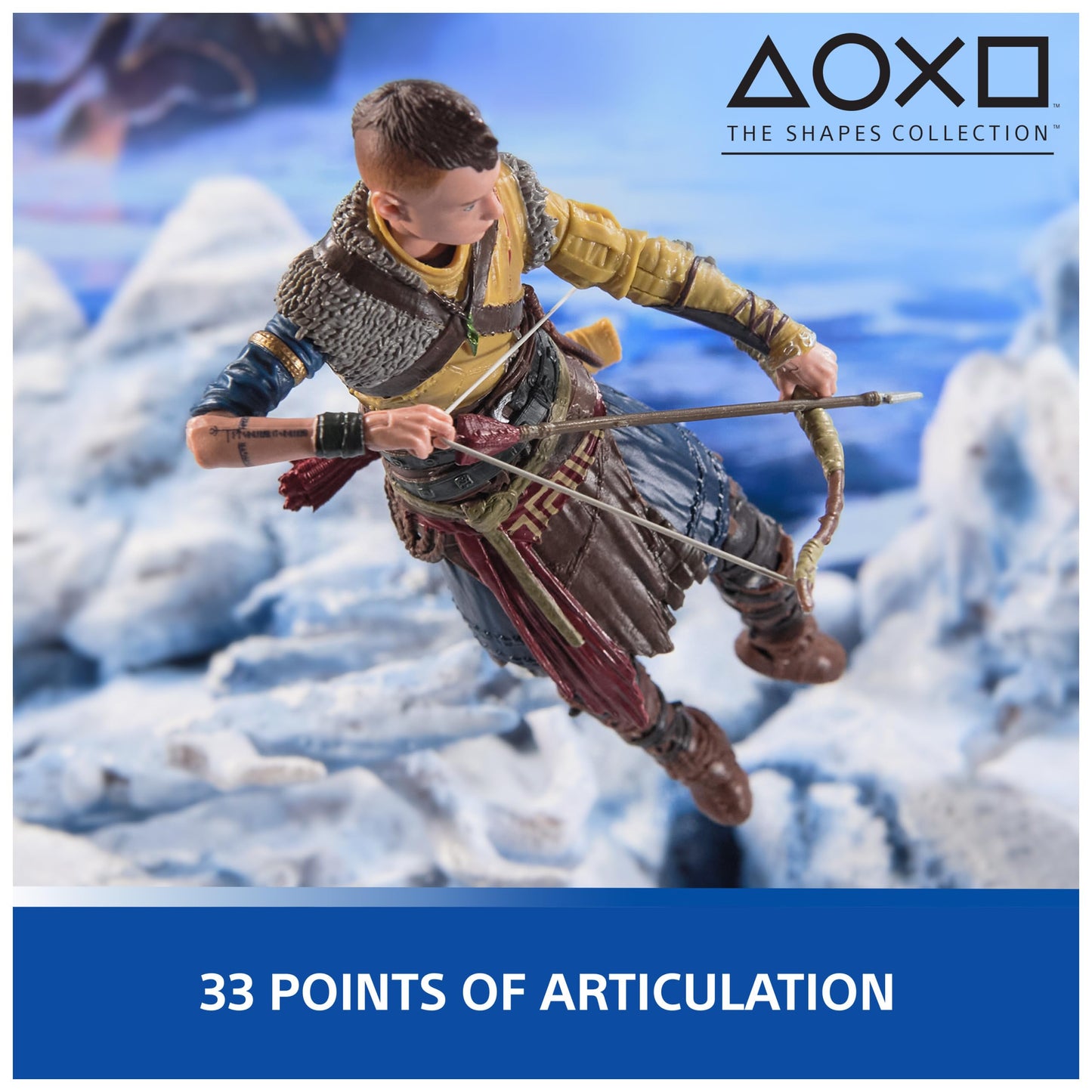 PlayStation God of War Ragnarok, 6” Atreus Action Figure with 4 Accessories, The Shapes Collection, for PS5 Fans & Collectors Ages 17+