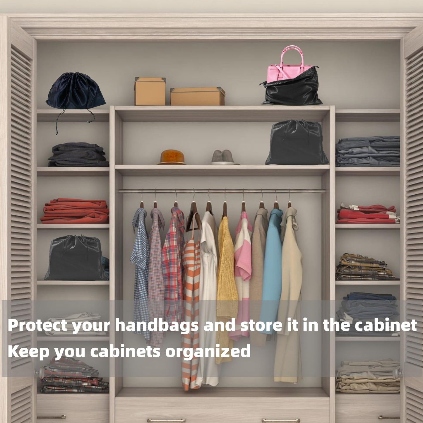 3-Pack Silk Purse Dust Bags for Handbags, Purses, Shoes & Boots – Drawstring Storage Covers