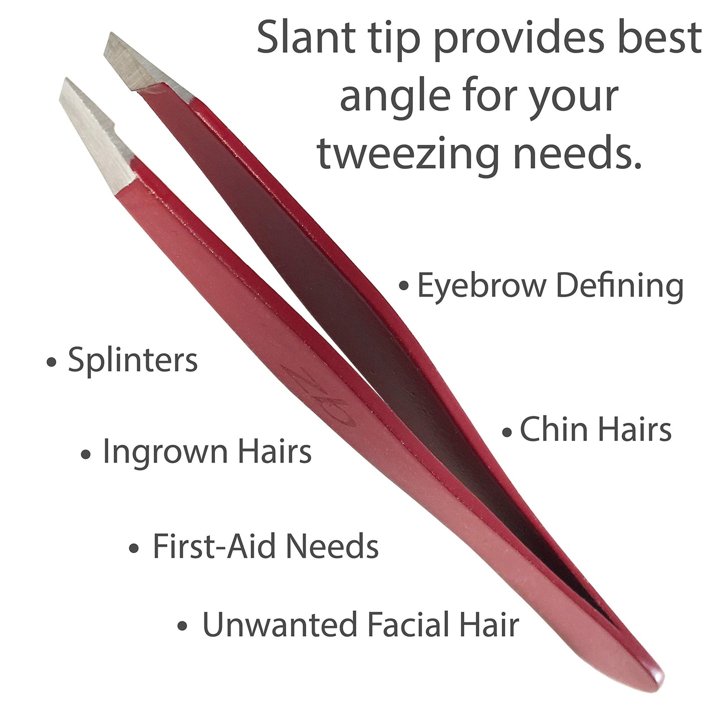 Tweezers - Surgical Grade Stainless Steel - Slant Tip for Expert Eyebrow Shaping and Facial Hair Removal - with Protective Pouch - Best Tweezer Beauty and Personal Care Zizzili Basics