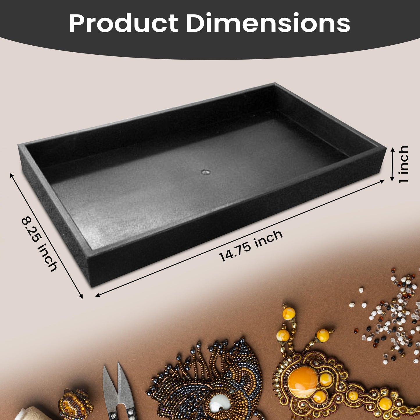 Novel Box Jewelry Display Tray Black Wood 8.25 x 14.75 x 1 Large Jewelry Tray with 36 Gem Jars Insert | Rectangular Display Trays for Collectibles…