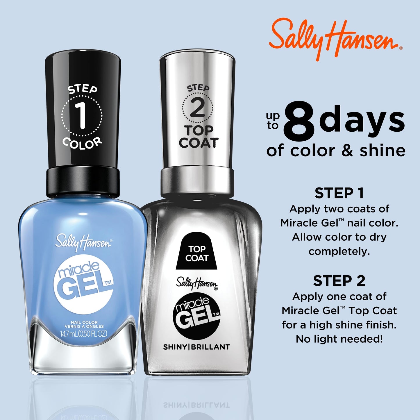 Sally Hansen Miracle Gel Salon Quality Nail Polish | Gel-Like Formula, Two-Step System, No UV Light Needed, Long Lasting | Opaque, Glossy | 639 Sugar Beauty & Personal Care Sally Hansen